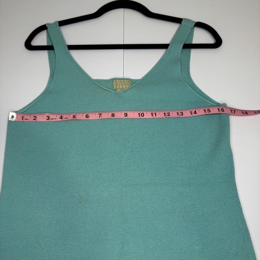 Sigrid Olsen Sport Aqua Blue Knit Top Large Rayon Blend Tank Top minimalist - Picture 8 of 11